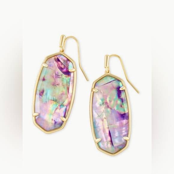 Kendra Scott Elle Drop Earrings, Reid Long Pendant | Lilac Abalone Set | Retired - Picture 4 of 10